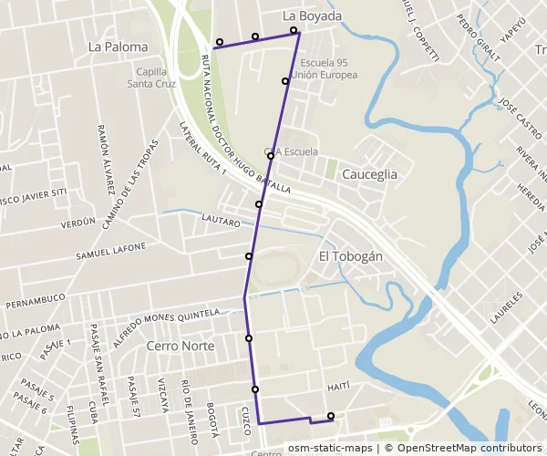 Mapa do itinerário da linha