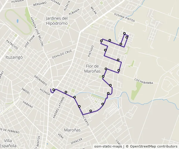 Mapa do itinerário da linha