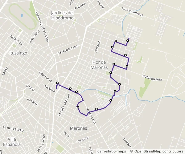 Mapa do itinerário da linha