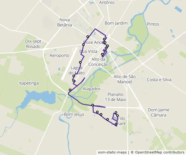 Mapa do itinerário da linha