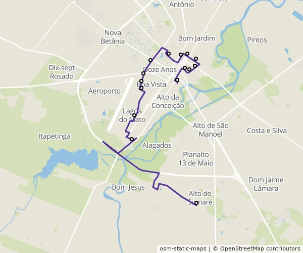 Mapa do itinerário da linha