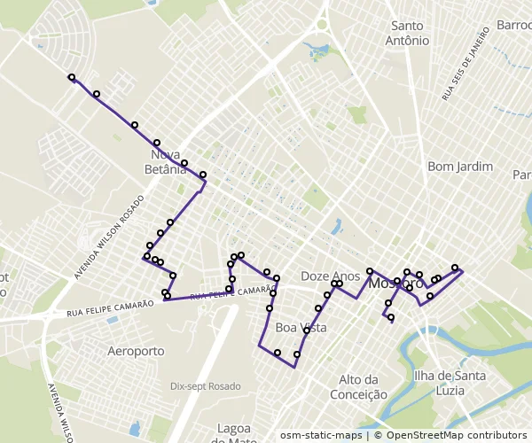 Mapa do itinerário da linha