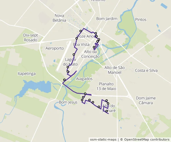 Mapa do itinerário da linha