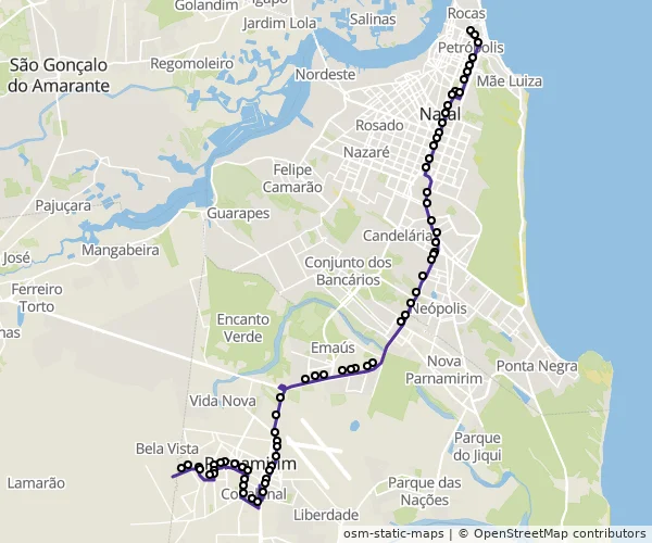Mapa do itinerário da linha