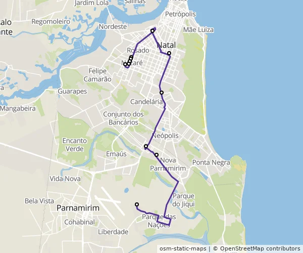Mapa do itinerário da linha