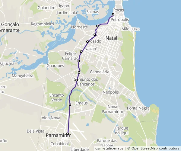 Mapa do itinerário da linha