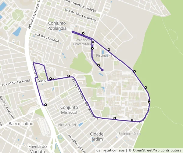 Mapa do itinerário da linha