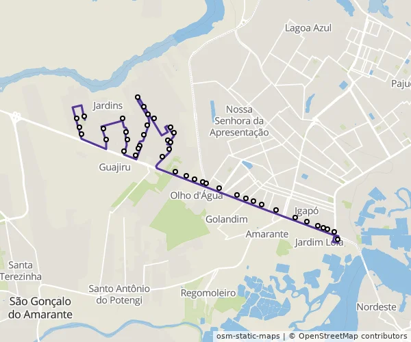 Mapa do itinerário da linha