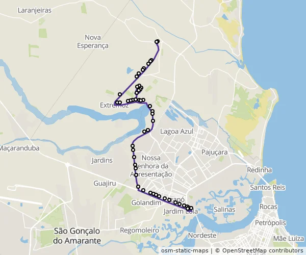 Mapa do itinerário da linha
