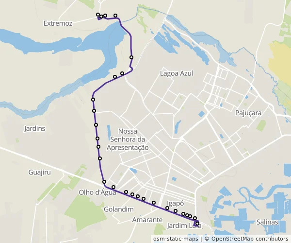 Mapa do itinerário da linha