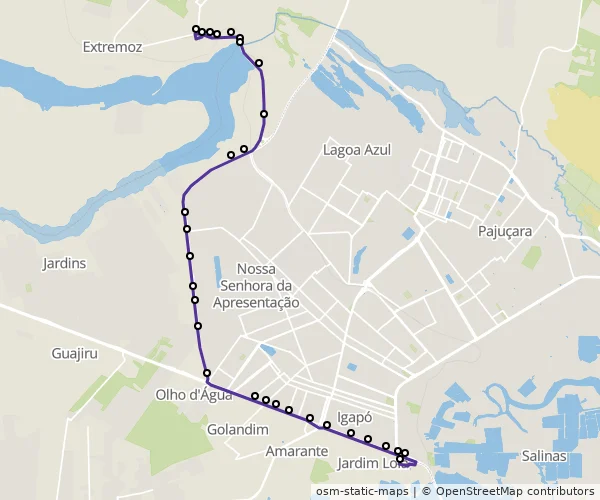 Mapa do itinerário da linha