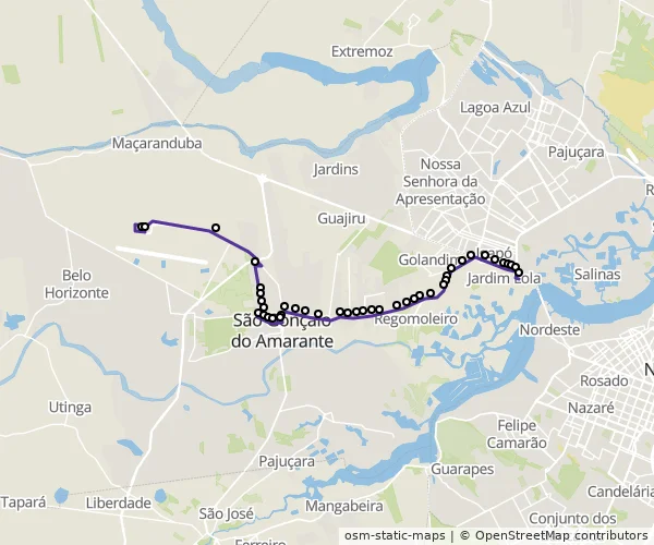 Mapa do itinerário da linha