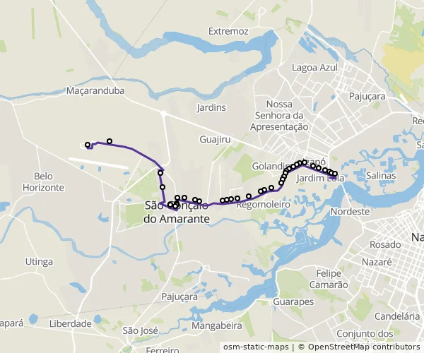 Mapa do itinerário da linha