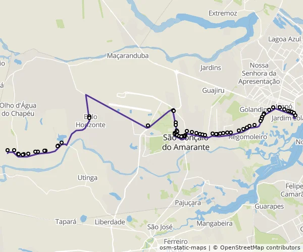 Mapa do itinerário da linha