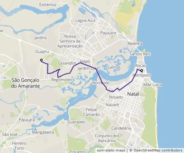 Mapa do itinerário da linha