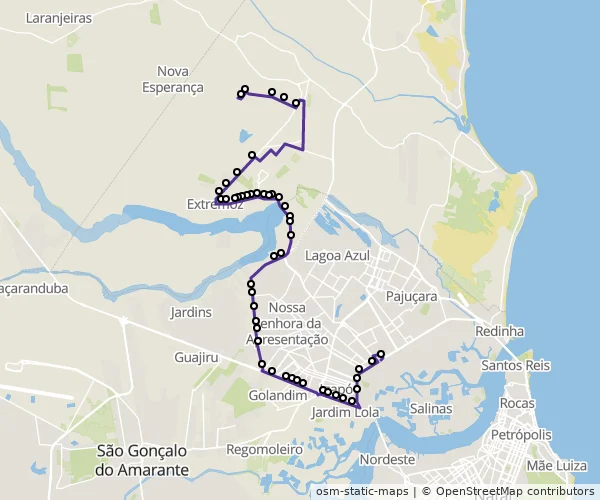 Mapa do itinerário da linha