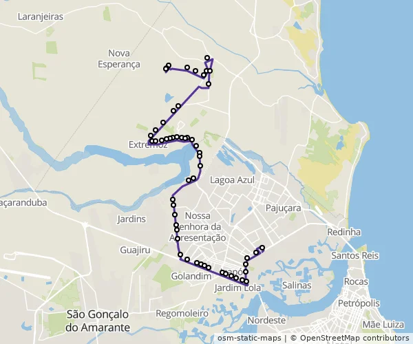 Mapa do itinerário da linha