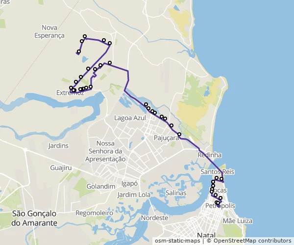 Mapa do itinerário da linha