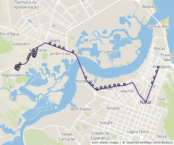 Mapa do itinerário da linha