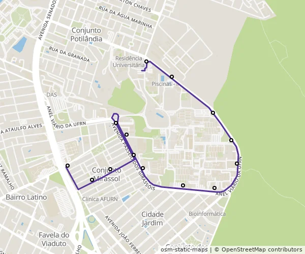 Mapa do itinerário da linha