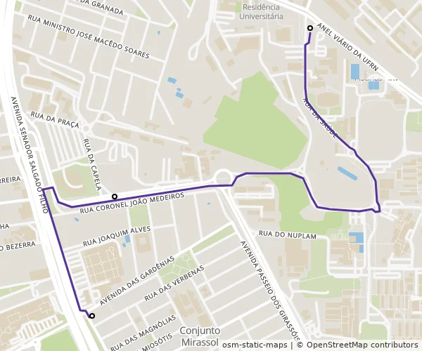 Mapa do itinerário da linha