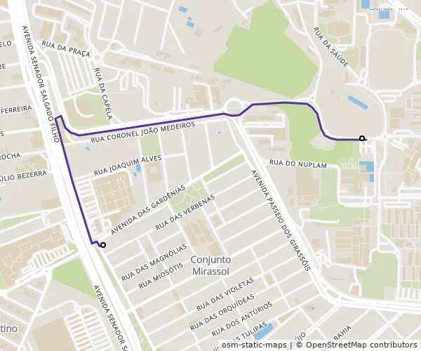 Mapa do itinerário da linha