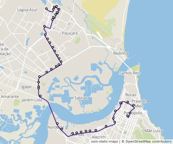 Mapa do itinerário da linha