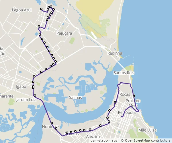 Mapa do itinerário da linha