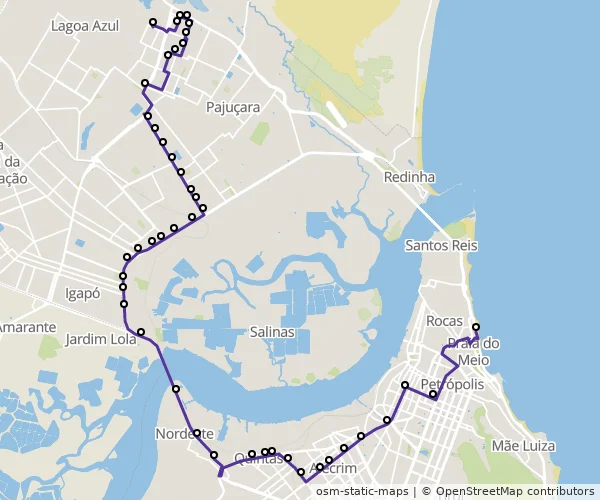Mapa do itinerário da linha