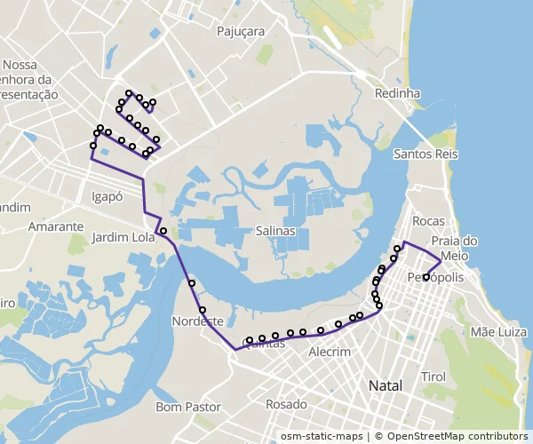 Mapa do itinerário da linha