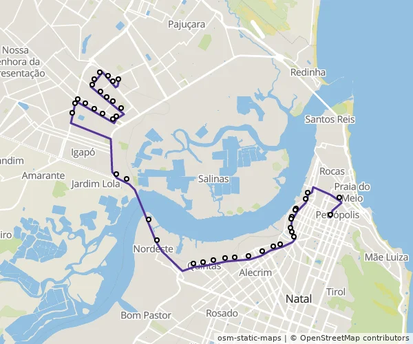 Mapa do itinerário da linha