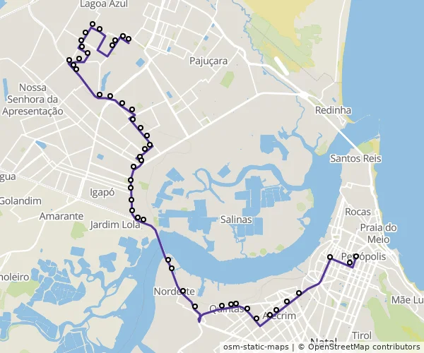 Mapa do itinerário da linha