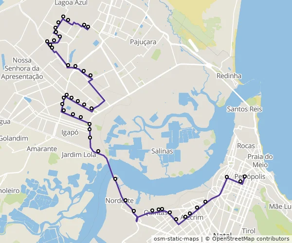 Mapa do itinerário da linha