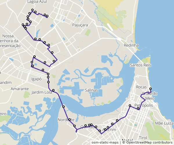 Mapa do itinerário da linha