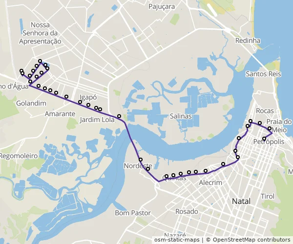 Mapa do itinerário da linha