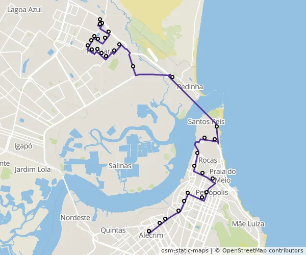 Mapa do itinerário da linha
