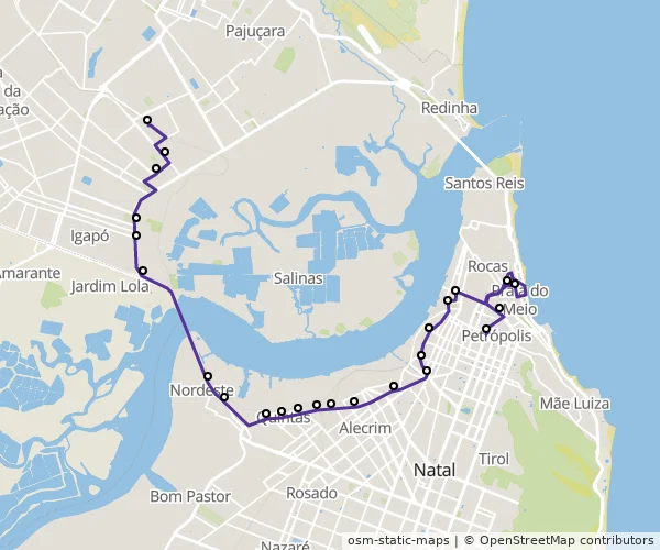 Mapa do itinerário da linha