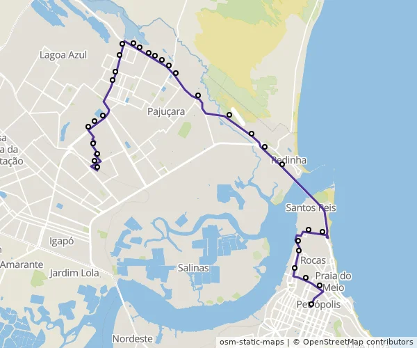 Mapa do itinerário da linha