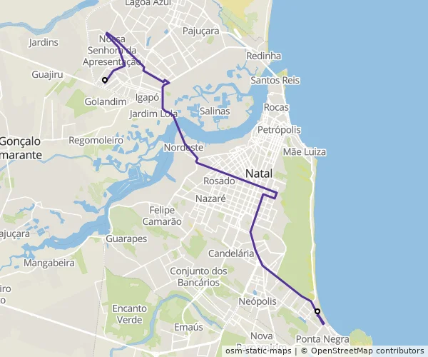 Mapa do itinerário da linha