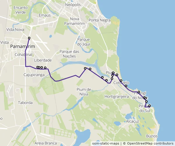 Mapa do itinerário da linha