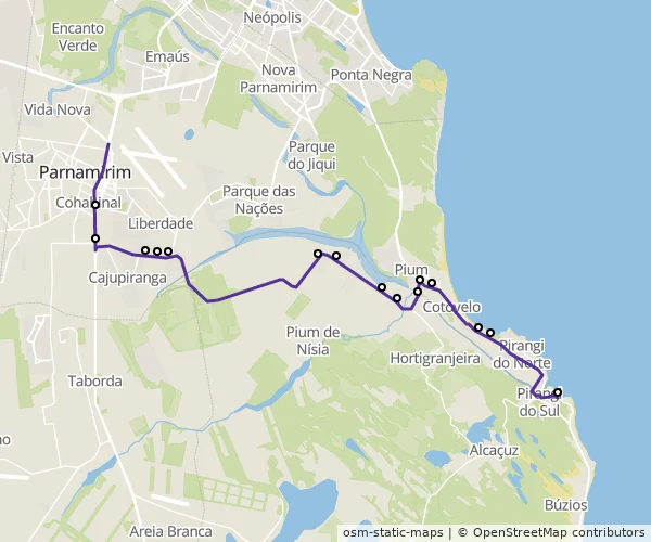 Mapa do itinerário da linha