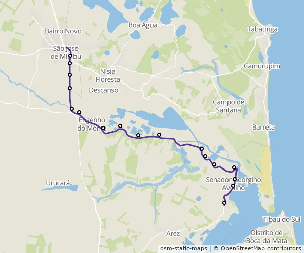 Mapa do itinerário da linha