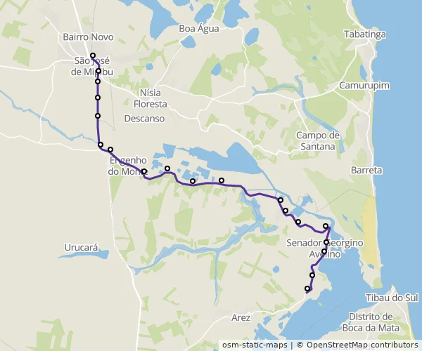 Mapa do itinerário da linha