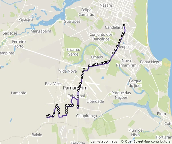 Mapa do itinerário da linha