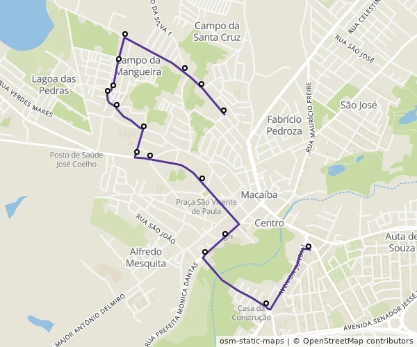 Mapa do itinerário da linha