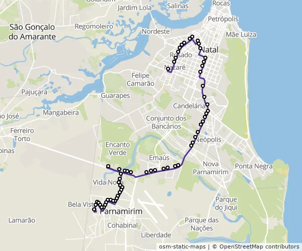 Mapa do itinerário da linha