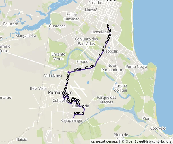 Mapa do itinerário da linha