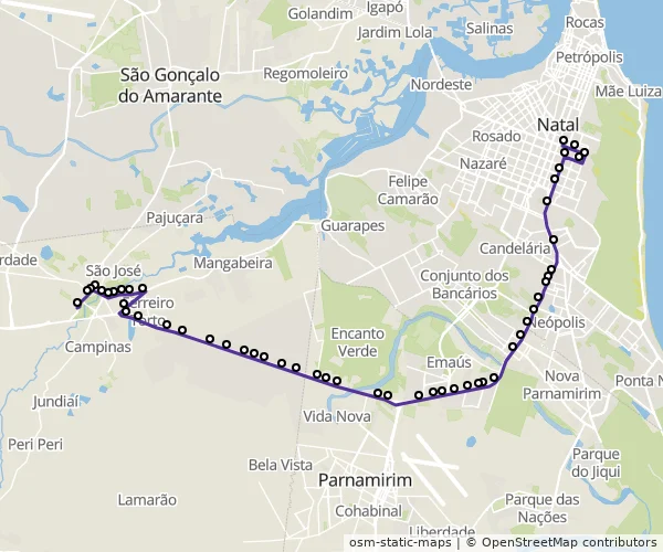 Mapa do itinerário da linha