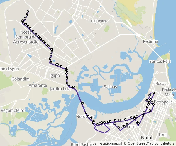 Mapa do itinerário da linha