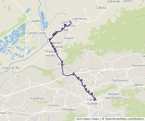 Mapa do itinerário da linha